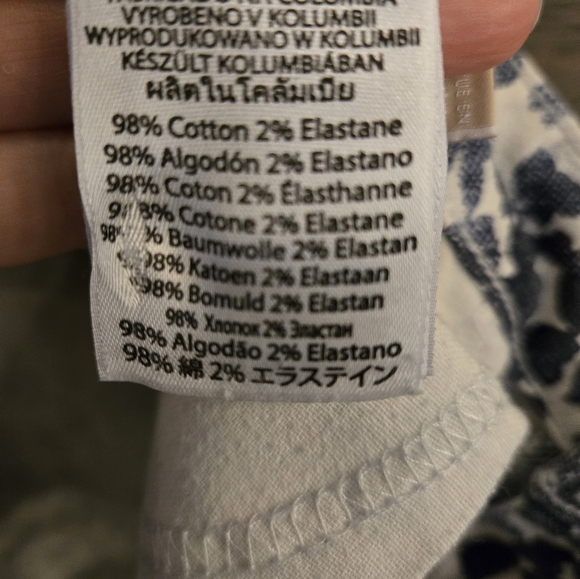 Michael Kors Izzy Floral Print Cropped Skinny Jeans Size 2P Petite Blue White - Picture 7 of 9